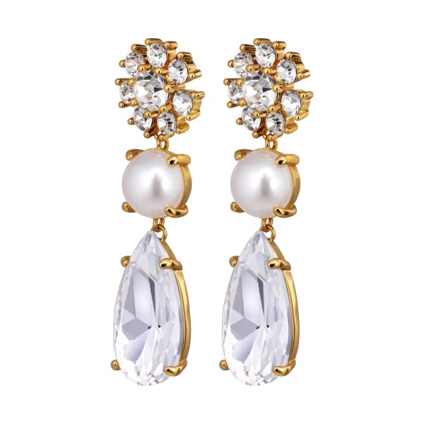 Dyrberg Kern Misia Gold Earrings - Crystal/White Pearl